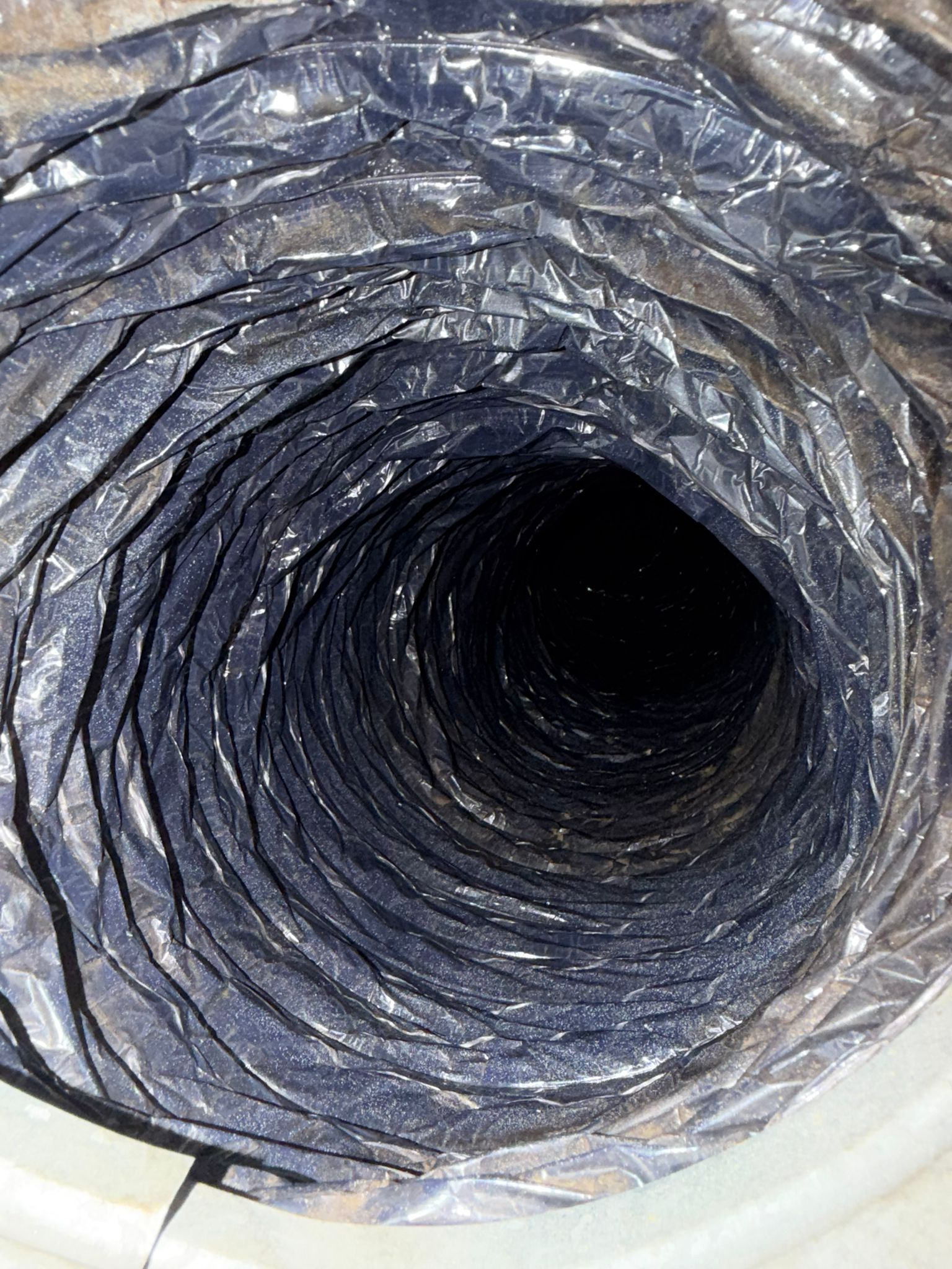 Flexible air duct interior after service