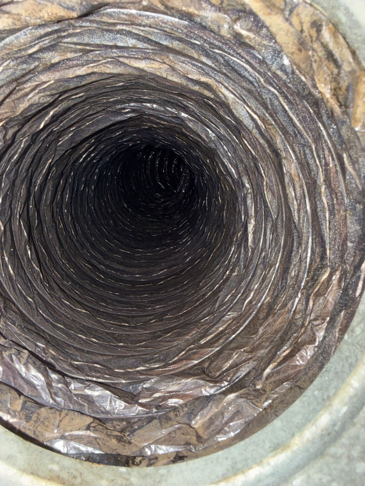 Flexible air duct interior before service